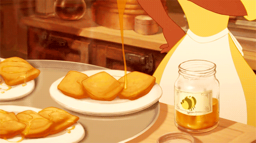 Animação mostra mulher passando mel em torradas