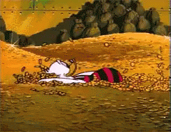 Animação mostra o personagem Tio Patinhas, da Disney, nadando em dinheiro