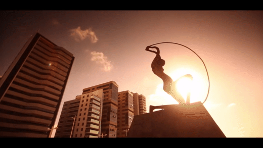 Animação mostra sol se pondo atrás da estátua de Iracema, em Fortaleza