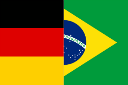 Imagem: colagem das bandeiras da Alemanha e do Brasil