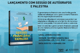 Imagem: Convite e capa do livro Gestão financeira familiar – como as empresas fazem (Imagem: Divulgação)