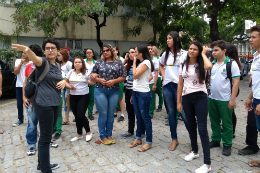 Imagem: Os estudantes também visitaram o Centro de Humanidades, no Benfica (Foto: Divulgação/Eideia)