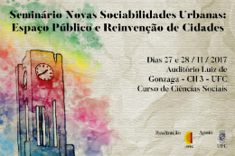 Imagem: Arte de divulgação do seminário, com nome do evento e ilustração do relógio da Praça do Ferreira