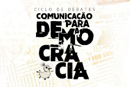 Imagem: Cartaz do evento com a palavras Democracia em destaque