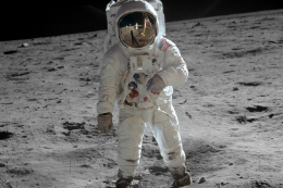 Imagem: O primeiro passo do homem na Lua foi considerado um gigante salto para a humanidade (Foto: Nasa)