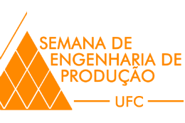 Imagem: logomarca da semana de engenharia de produção, com nome do evento, sigla da UFC e, ao lado esquerdo, ilustração de pirâmide formada por losangos