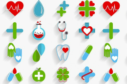 Imagem: Símbolos representativos de profissões da área de saúde