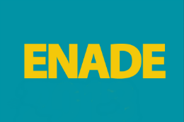 Imagem: Imagem retangular com nome ENADE em caixa alta