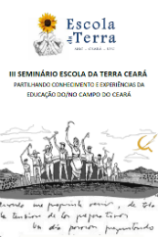 imagem: cartaz de fundo branco com desenho de camponeses e escrito III Seminário da Escola da Terra: partilhando conhecimentos e experiências da educação do/no campo do Ceará