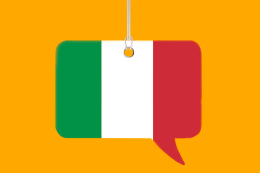 Imagem: Ilustração de balão de conversa com cores da bandeira italiana