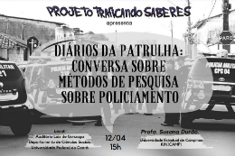 Imagem: Cartaz do evento com foto de viaturas de polícia ao fundo