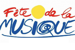 Imagem: Logo da Fete de la Musique nas cores vermelho e azul