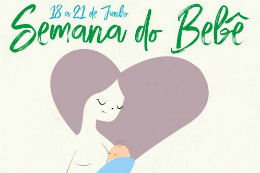 Imagem: Cartaz do evento com desenho de uma mãe amamento o bebê dentro de um coração