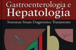 Imagem: Capa do livro Gastroenterologia e Hepatologia na cor vinho com letras brancas