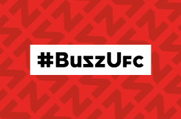 Banner na cor vermelha com a logomarca Buzz UFC ao centro