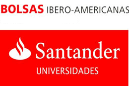 Imagem: logo do banco santander, com as palavras "bolsas ibero-americanas" escritas acima