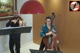 Foto do recital do Duo Amaral Budó, do Rio Grande do Sul, transmitido ao vivo no canal do ECFV no YouTube 
