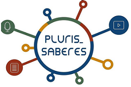 Imagem: logo do Plurissaberes com ilustração com o nome centralizado 
