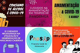 Imagem: Os projetos elaboraram materiais informativos semanais sobre álcool e outras drogas e sobre doenças como aids e covid-19 (Imagem: Divulgação)