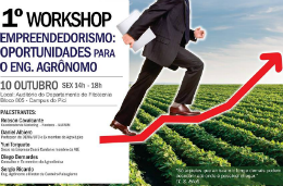 Imagem: Cartaz do evento 1º Workshop – Empreendedorismo: Oportunidades para o Engenheiro Agrônomo (Foto: Divulgação)