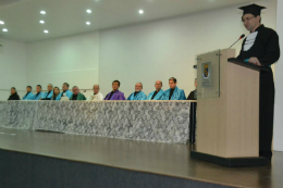 Imagem: José Carlos de Carvalho, aluno do Curso de Redes de Computadores, discursou em nome do corpo discente (Foto: Divulgação)