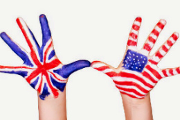 Imagem: Palmas de mãos com bandeiras da Inglaterra e dos EUA pintadas nelas
