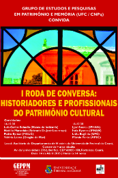 Imagem: Cartaz da I Roda de Conversa: Historiadores e Profissionais do Patrimônio Cultural