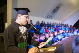 Imagem: Sérgio Marcelo da Rocha Jr., do Curso de Educação Física, falou em nome dos formandos