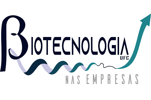 Imagem: logomarca do projeto no fundo branco com o nome Biotecnologia nas empresas