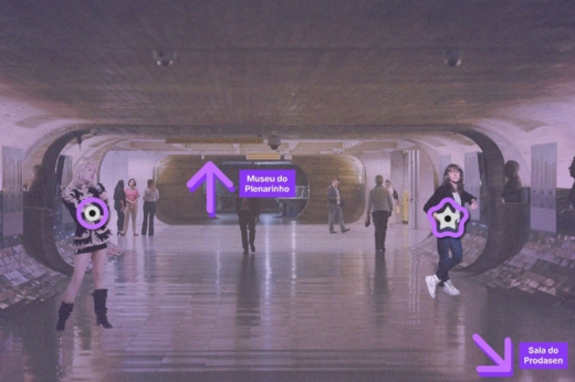 Protótipo de jogo digital com imagem no túnel do tempo da atual sede do Senado Federal