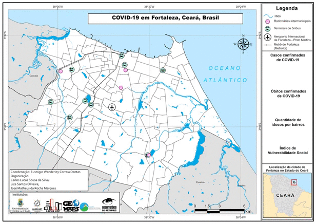 Mapa de COVID-19 em Fortaleza