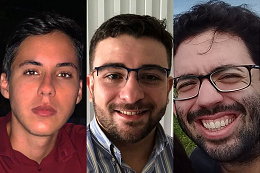Fotos dos três pesquisadores: Matheus Guimarães, Pedro Rebouças e César Lincoln Mattos