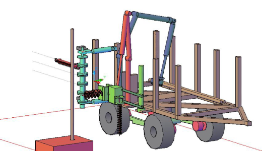 Imagem: Desenho computadorizado da máquina de instalação de cercas agropecuárias (Reprodução)