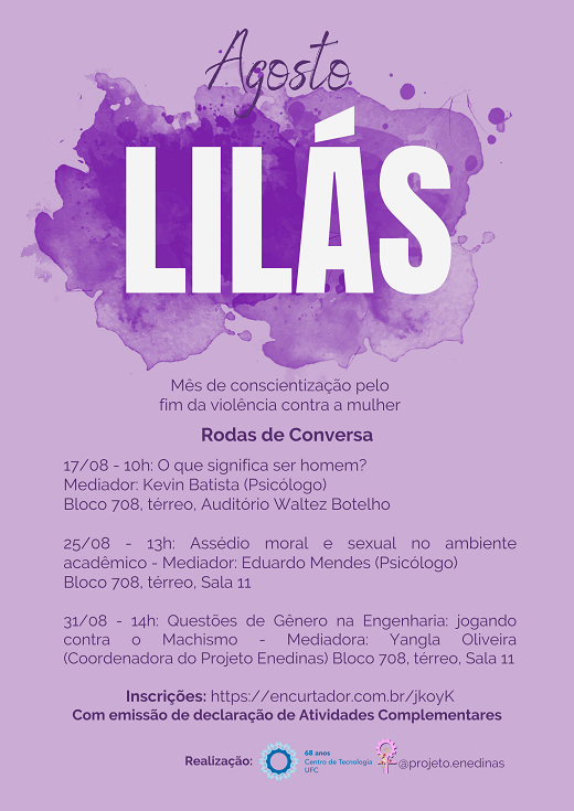 Imagem: Cartaz de divulgação da programação de Agosto Lilás do CT