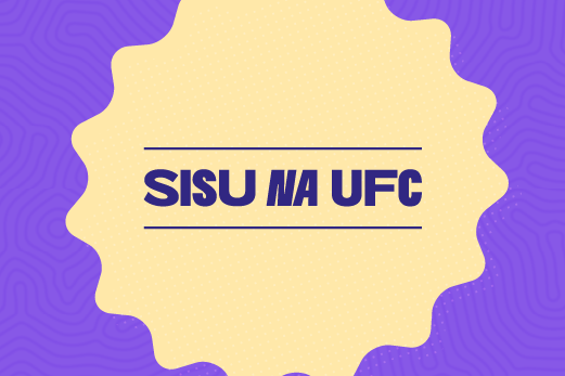 Imagem: marca "SISU na UFC" com fundo roxo