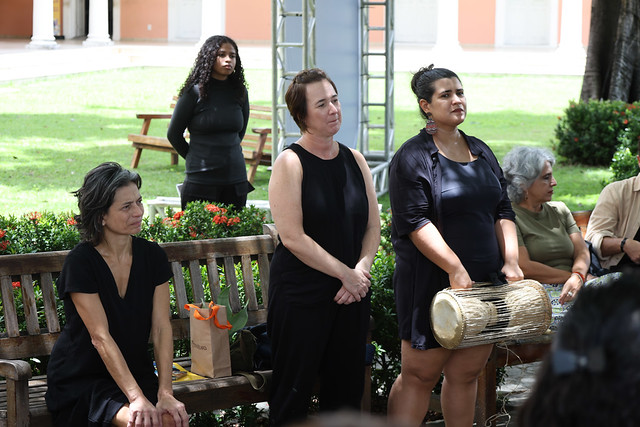Imagem: as professoras Denise Parra, Rosa Primo e Catherine Furtado, dos cursos de Música e Dança da UFC